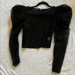AKIRA Black Puff Sleeve Crop Top